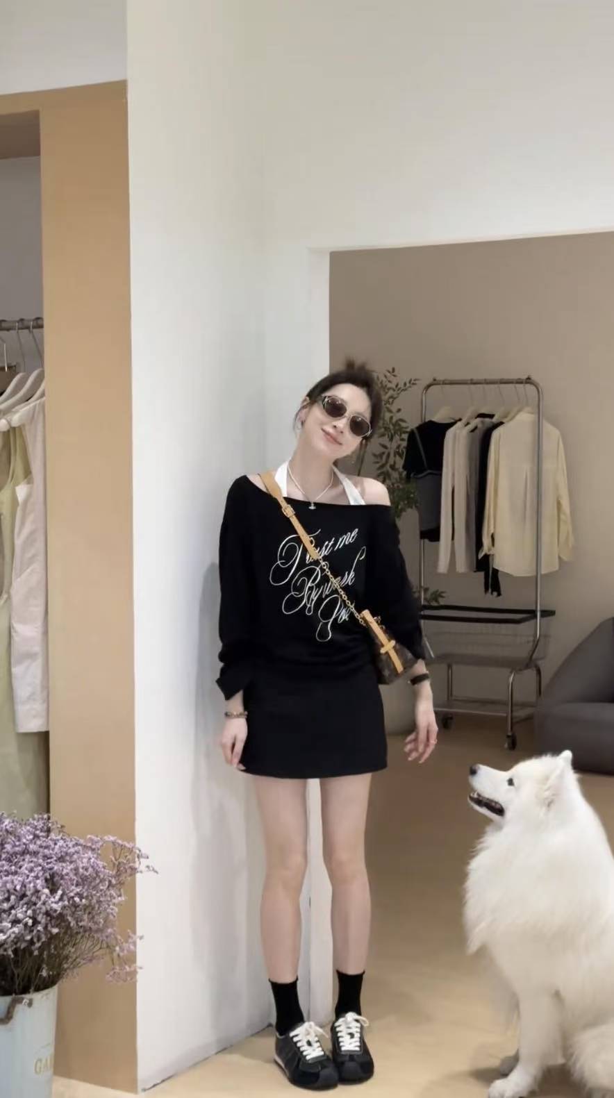 Korean Style Halter Neck Letter Print Two Piece Top and Skirt Pants Set