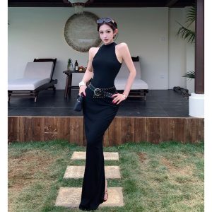 2026 Summer Sleeveless Stretch Bodycon Dress with Belt