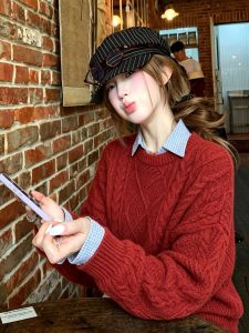 Women's Cozy Lazy Style Soft Knit Sweater 2026 Autumn Fashion Korean Style