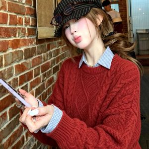 Women's Cozy Lazy Style Soft Knit Sweater 2026 Autumn Fashion Korean Style