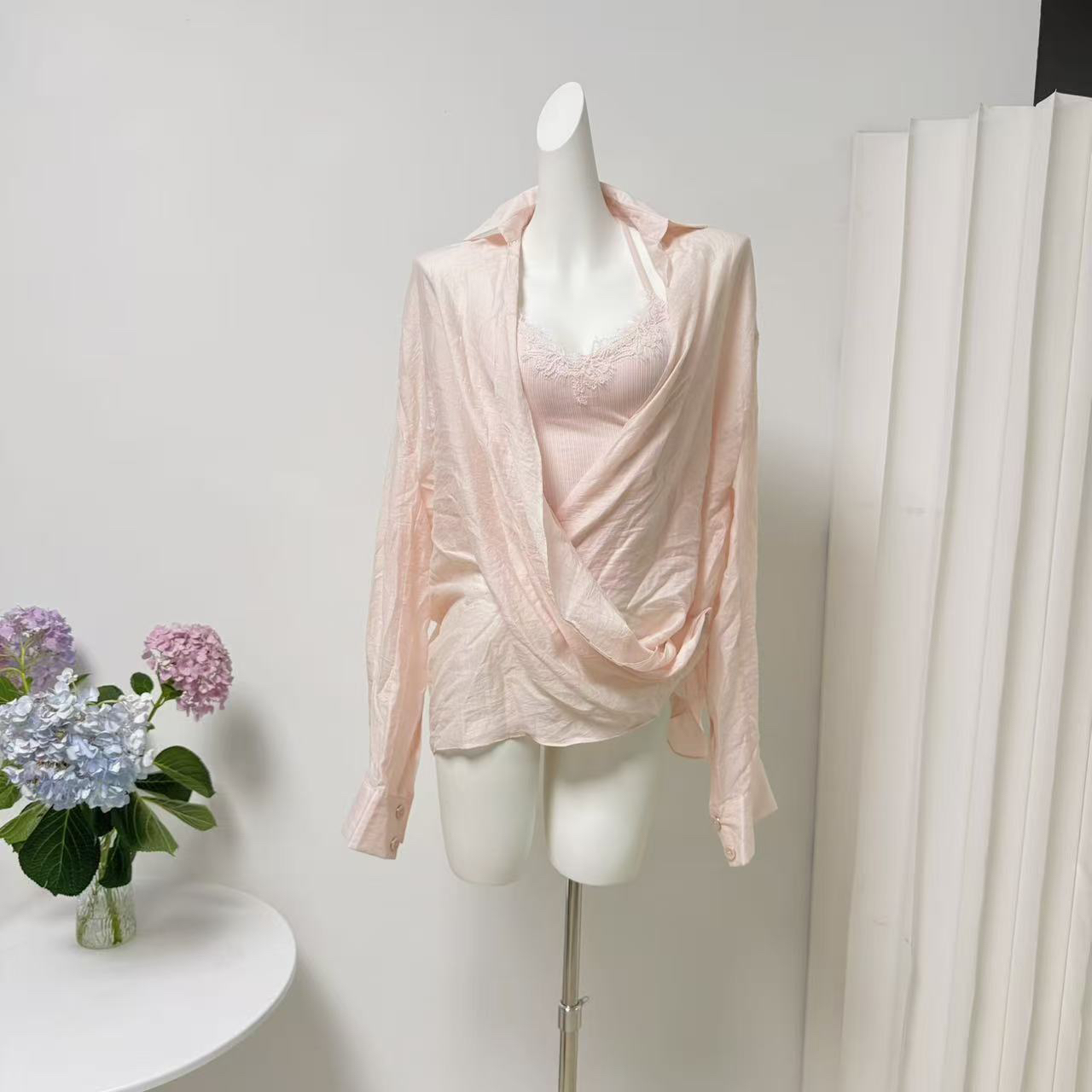 Autumn Lace Camisole and Shirt Two-Piece Set for Women - Image 4